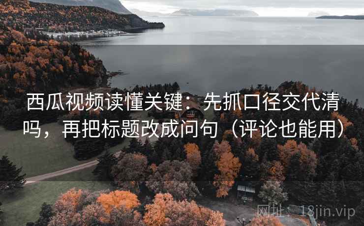 西瓜视频读懂关键：先抓口径交代清吗，再把标题改成问句（评论也能用）