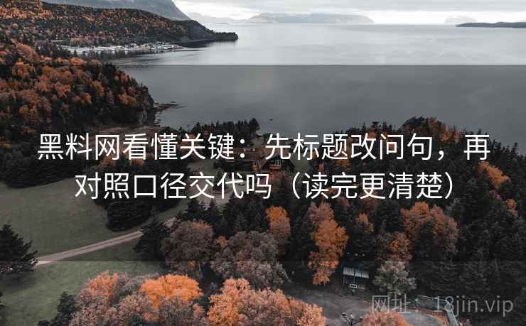 黑料网看懂关键：先标题改问句，再对照口径交代吗（读完更清楚）